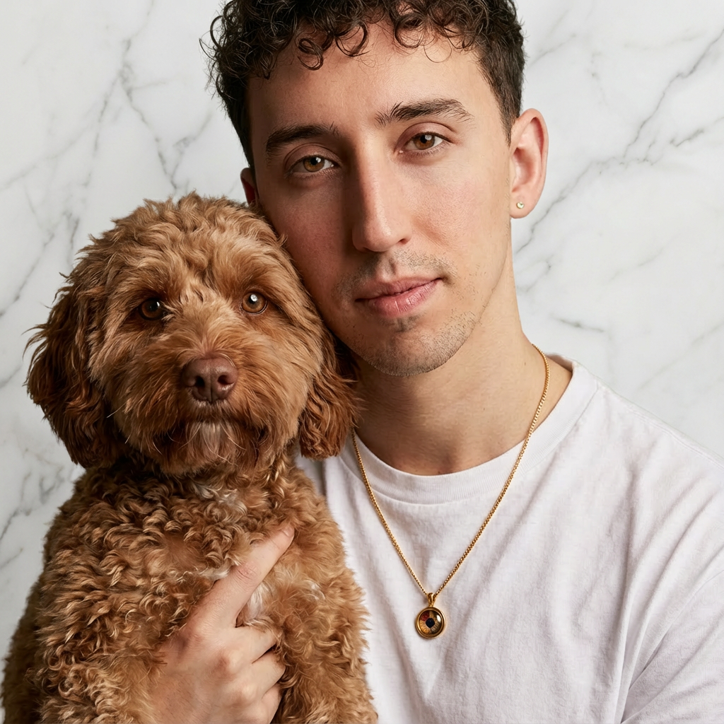 Origin Pet Tier-Iris Kette getragen am Hals mit persönlicher Erinnerung an den eigenen Hund